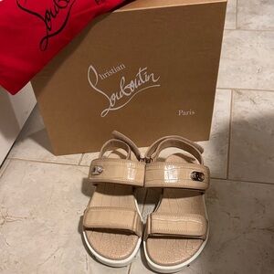 Christian Louboutin Tan Croc-Embossed Sandals